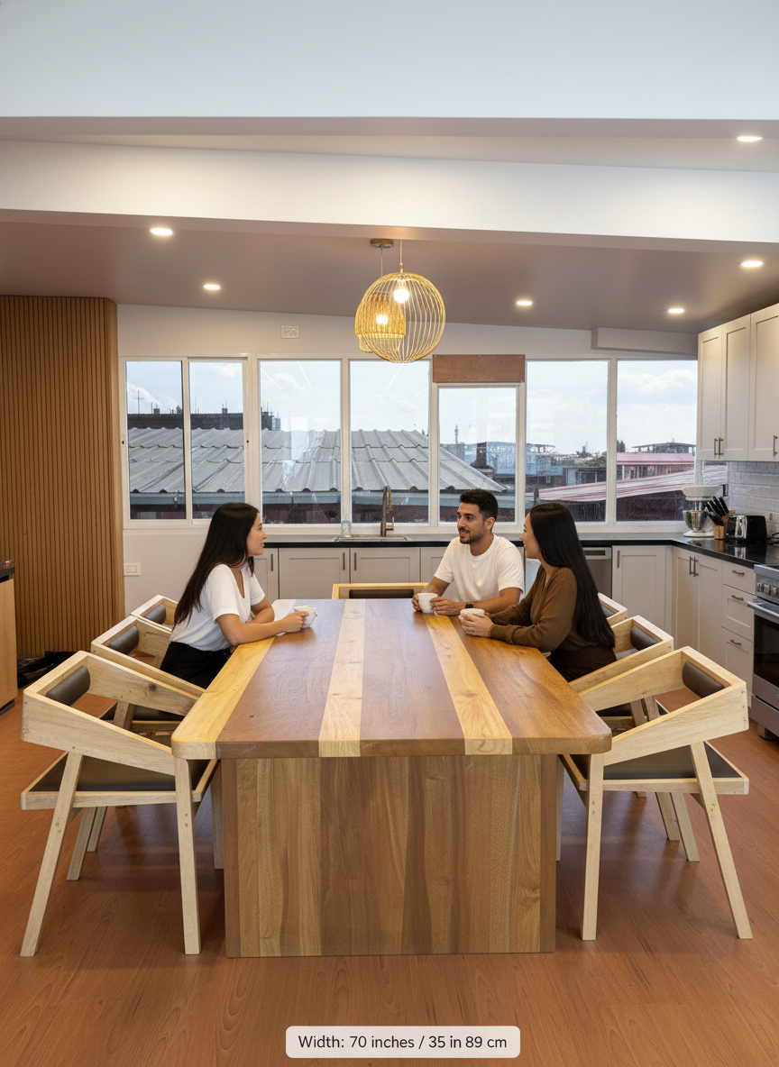 6-Seater Wooden Dining Table – Spacious, Elegant & Built to Last