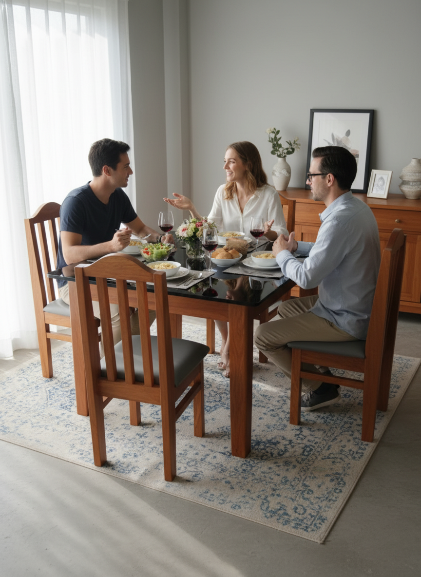 4 Seater Solid Teak Wood Dining Table