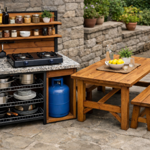 Outdoor Kitchen Set Table with Dining – Premium Granite Top