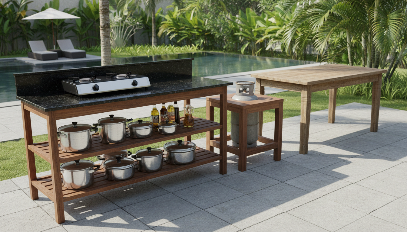 All-Weather Outdoor Kitchen & Dining Table Set